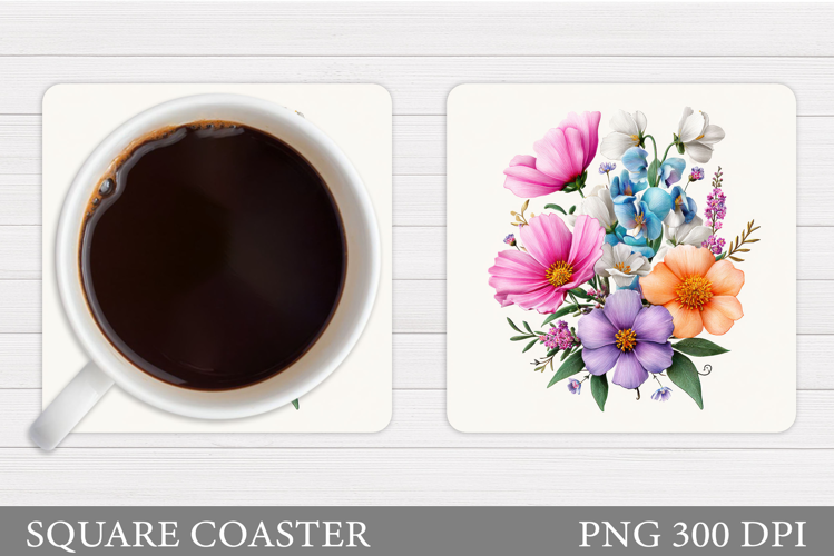Wildflowers Coaster Design. Flowers Coaster Sublimation