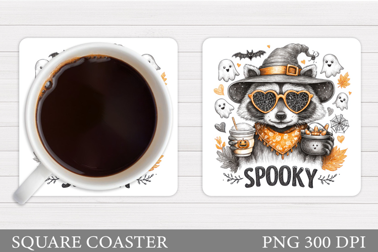 Halloween Raccoon Coaster. Halloweens Coaster Sublimation