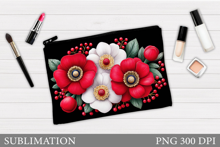 Floral Makeup Bag. Flowers Makeup Pouch Sublimation