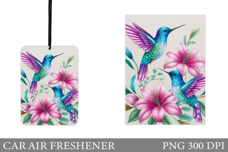 Hummingbird Car Air Freshener. Flowers Car Air Freshener