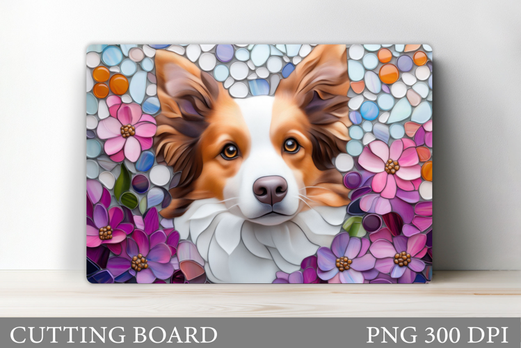 Cute Dog Cutting Board Design. Dog Flowers Cutting Board