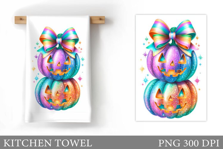 Halloween Pumpkin Kitchen Towel. Halloween Sublimation example image 1