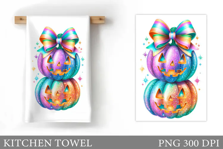Halloween Pumpkin Kitchen Towel. Halloween Sublimation