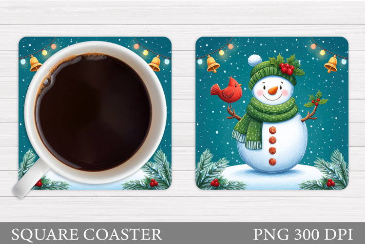 Cute Snowman Coaster Design. Christmas Coaster Sublimation