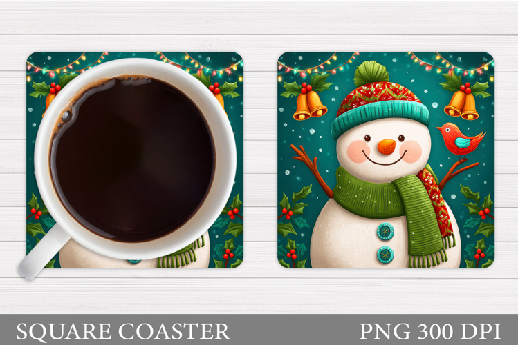 Cute Snowman Coaster Design. Christmas Coaster Sublimation