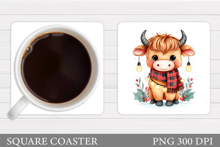 Christmas Cow Coaster. Christmas Cow Coaster Sublimation