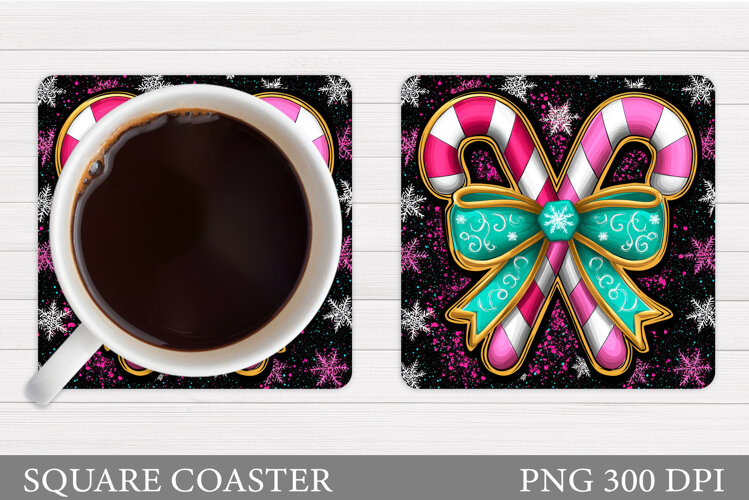 Christmas Candy Canes Coaster. Christmas Coaster Sublimation example image 1