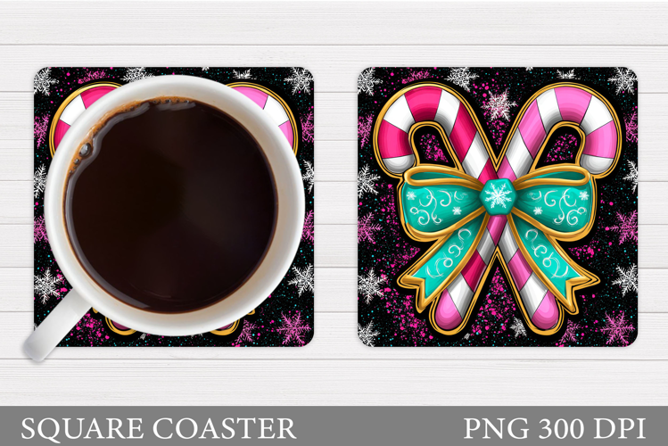 Christmas Candy Canes Coaster. Christmas Coaster Sublimation