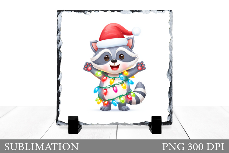 Christmas Raccoon Slate. Christmas Raccoon Sublimation