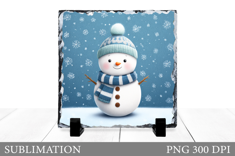 Cute Snowman Slate Sublimation. Christmas Slate Design