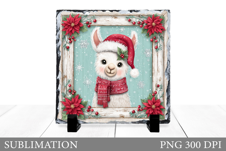 Christmas Lama Sublimation. Christmas Lama Slate Design