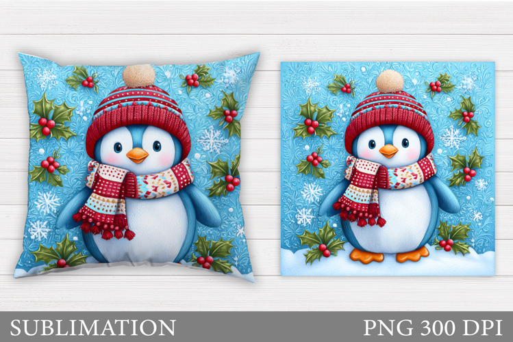 Christmas Penguin Pillow. Christmas Pillow Design
