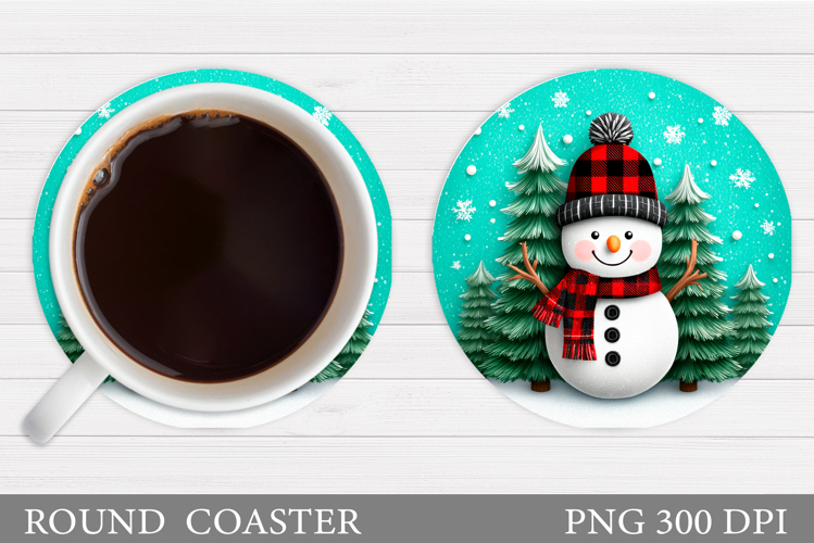 Cute Snowman Coaster. Christmas Coaster Sublimation