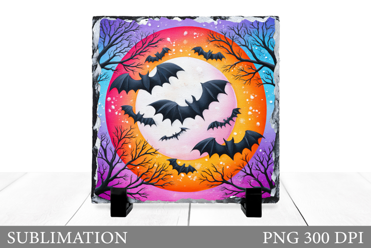 Halloween Bat Slate Sublimation. Halloween Slate Design