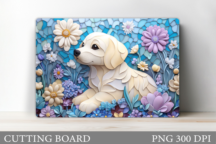 Cute Dog Cutting Board Design. Dog Flowers Cutting Board