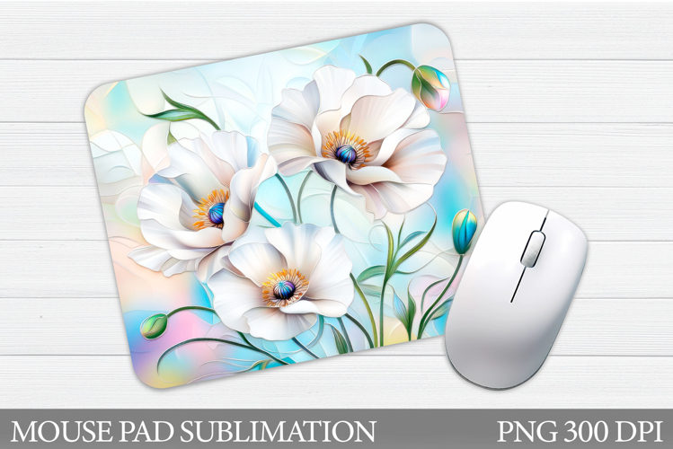 Poppies Mouse Pad Sublimation. Floral Mouse Pad Design
