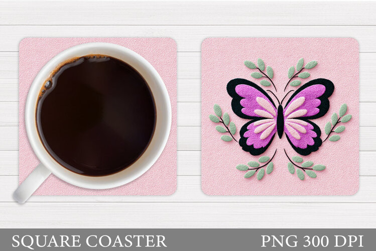 Butterfly Coaster Design. Butterfly Square Coaster example image 1