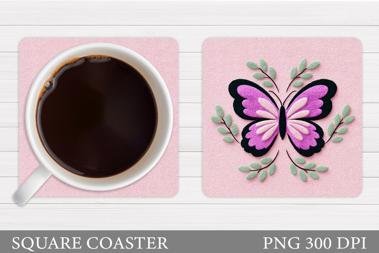 Butterfly Coaster Design. Butterfly Square Coaster