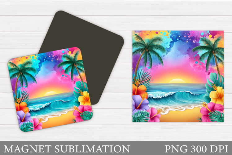 Sea Magnet Design. Beach Magnet Sublimation