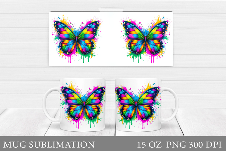 Rainbow Butterfly Mug. Colorful Butterfly Mug Design