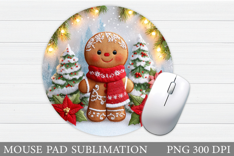 Cute Gingerbread Mouse Pad. Christmas Mouse Pad Design