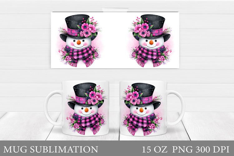 Cute Snowman Mug Design. Christmas Mug Sublimation