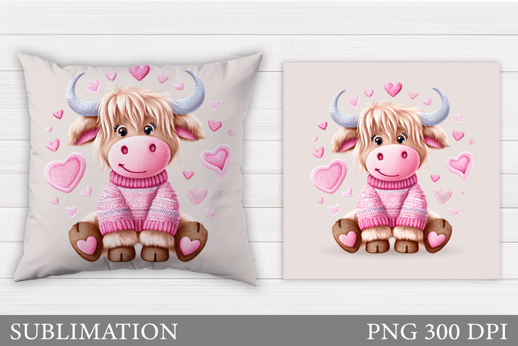 Valentines Cow Pillow. Valentines Pillow Sublimation