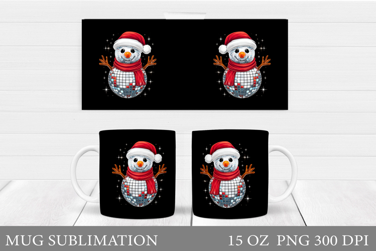 Disco Snowman Mug Design. Christmas Mug Sublimation