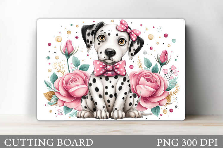 Cute Dog Cutting Board Design. Dog Flowers Cutting Board