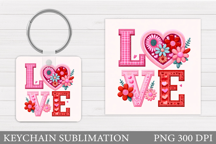 Love Keychain Design. Valentine Keychain Sublimation