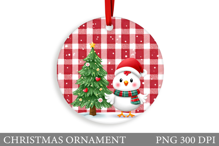 Cute Chicken Christmas Ornament. Christmas Sublimation