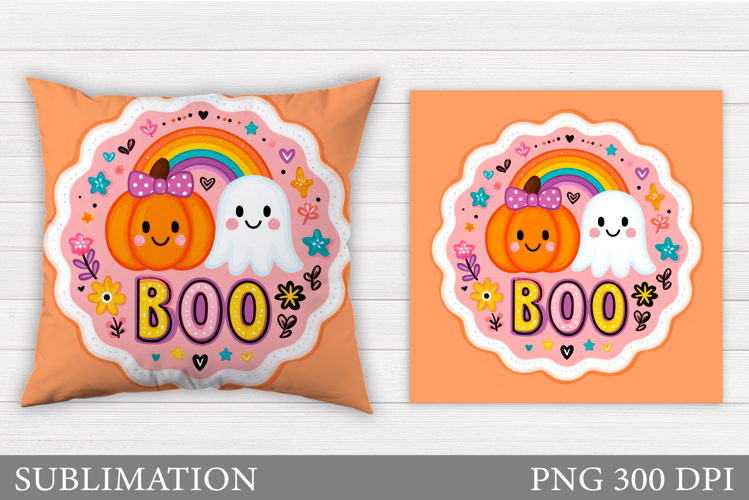 Boo Pillow Design. Halloween Pillow Sublimation