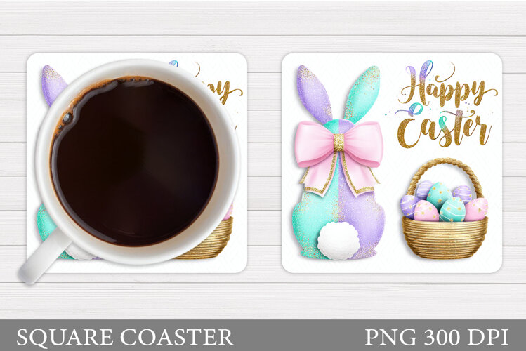 Easter Bunny Coaster Design. Easter Coaster Sublimation example image 1