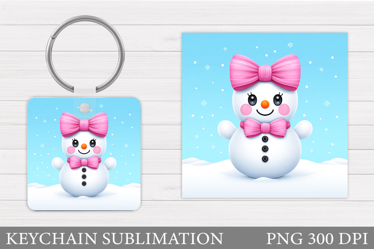 Christmas Snowman Keychain. Christmas Keychain Sublimation