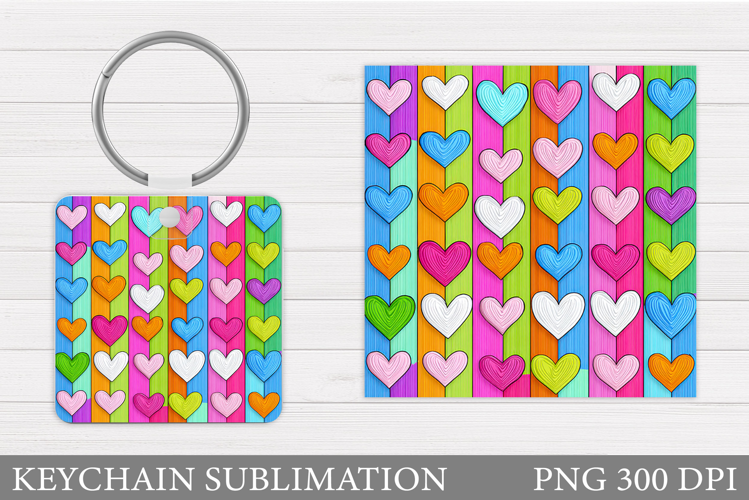 Hearts Keychain Design. Valentine Keychain Sublimation