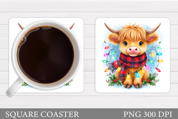Christmas Cow Coaster. Christmas Cow Coaster Sublimation