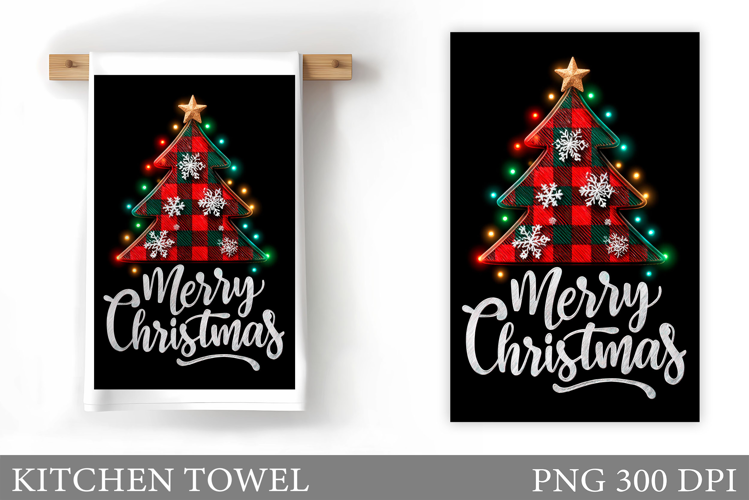 Christmas Tree Kitchen Towel. Christmas Deer Kitchen Towel
