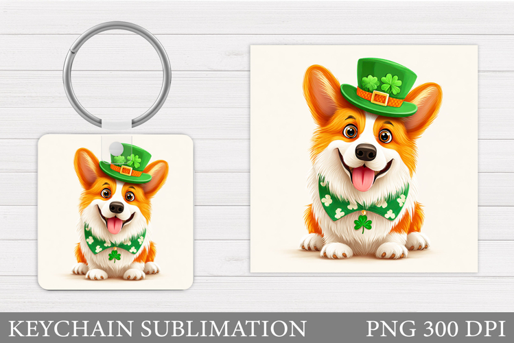 St Patrick Dog Keychain. St Patrick Keychain Sublimation