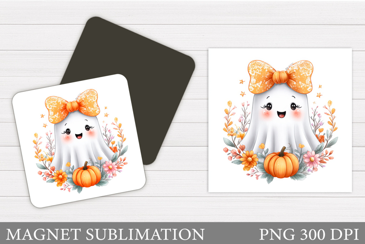 Cute Ghost Magnet Design. Halloween Magnet Sublimation
