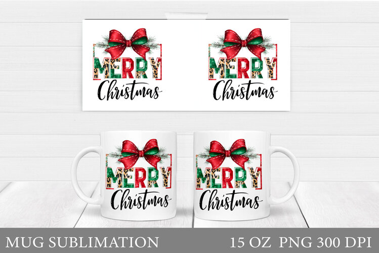 Merry Christmas Mug Design. Christmas Tree Sublimation example image 1