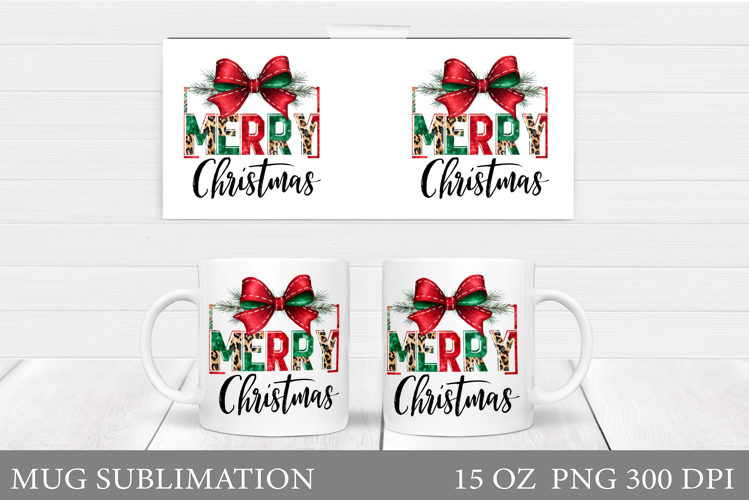 Merry Christmas Mug Design. Christmas Tree Sublimation