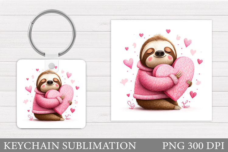 Valentines Sloth Keychain. Valentine Keychain Design
