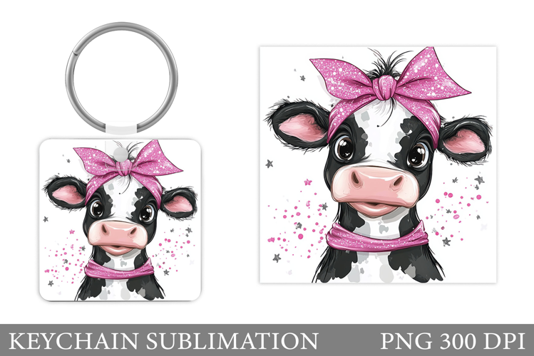Cute Cow Keychain Design. Cute Cow Sublimation