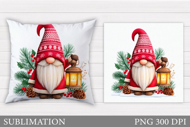 Christmas Gnome Pillow Design. Christmas Pillow Sublimation example image 1