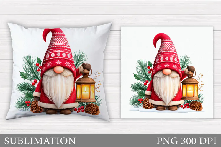 Christmas Gnome Pillow Design. Christmas Pillow Sublimation