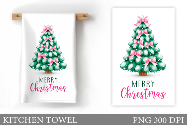 Christmas Tree Kitchen Towel. Christmas Deer Kitchen Towel