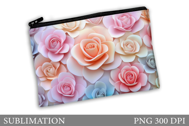 Roses Makeup Bag Sublimation. Floral Makeup Bag Design