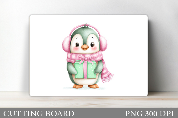 Cute Penguin Cutting Board. Christmas Cutting Board Design