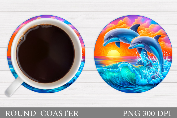 Dolphin Coaster Sublimation. Sea Coaster Design