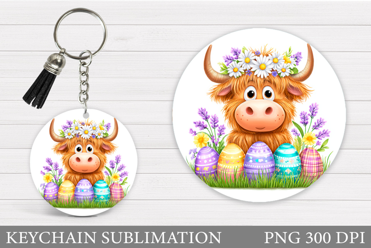 Easter Cow Keychain Design. Easter Keychain Sublimation